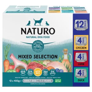 Naturo Natural Dog Food Mixed Selection Adult Dog 1 to 7 Years 12 x 400g